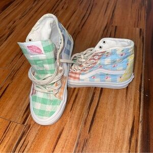Vans Kids' High-Top Sneakers in Pastel Green Blue Yellow and Peach